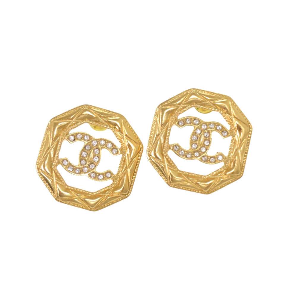 Chanel Cc Logo Earrings Gold-Tone Metal #327571C87B